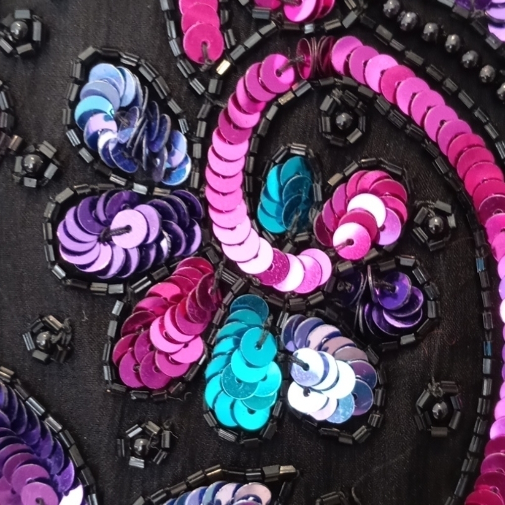 Scala 100% Silk Blouse With Sequin Size Medium - image 5